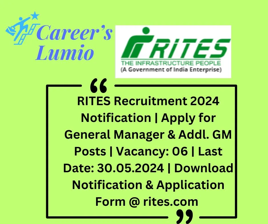 RITES Recruitment 2024 Notification