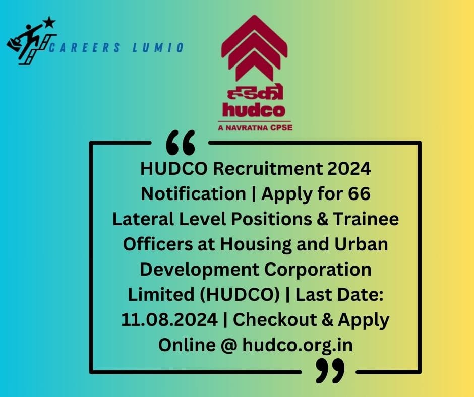 HUDCO Recruitment 2024 Notification