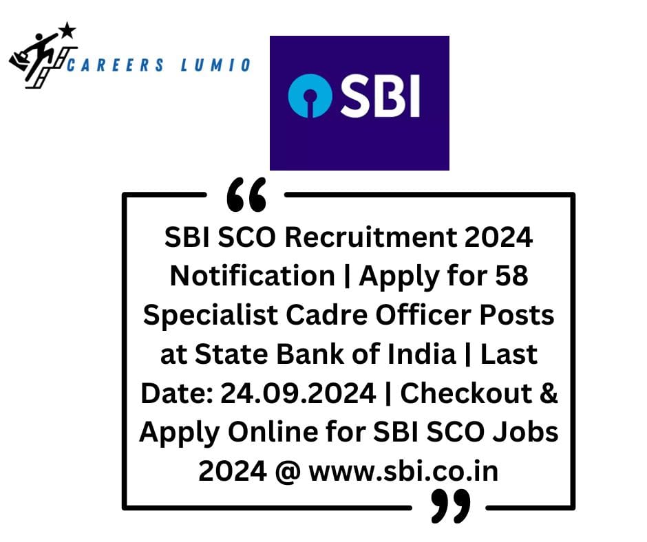 SBI SCO Recruitment 2024 Notification