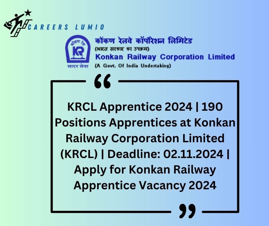 KRCL Apprentice 2024 Notification