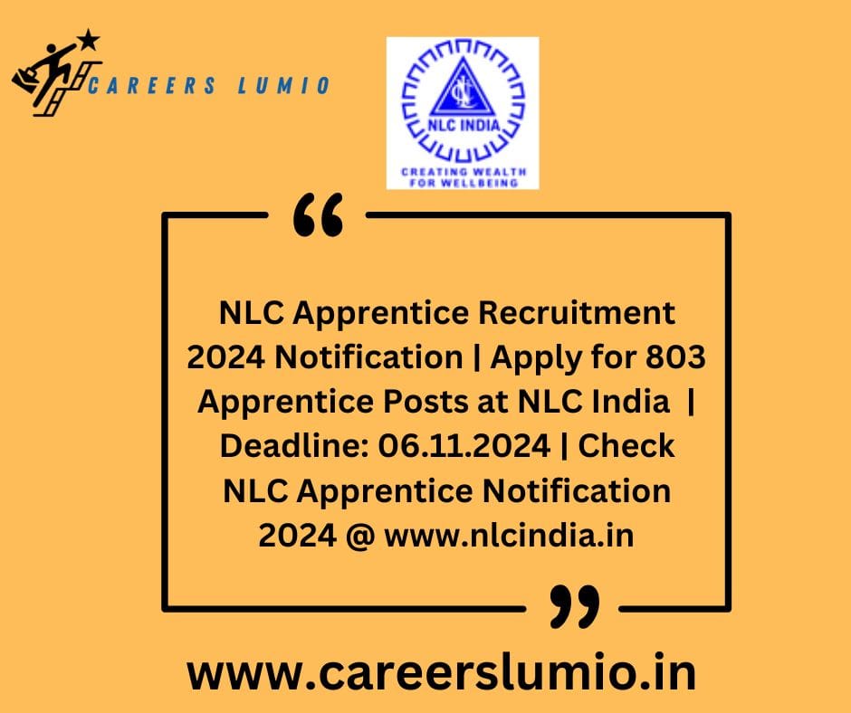 NLC Apprentice Recruitment 2024 Notification